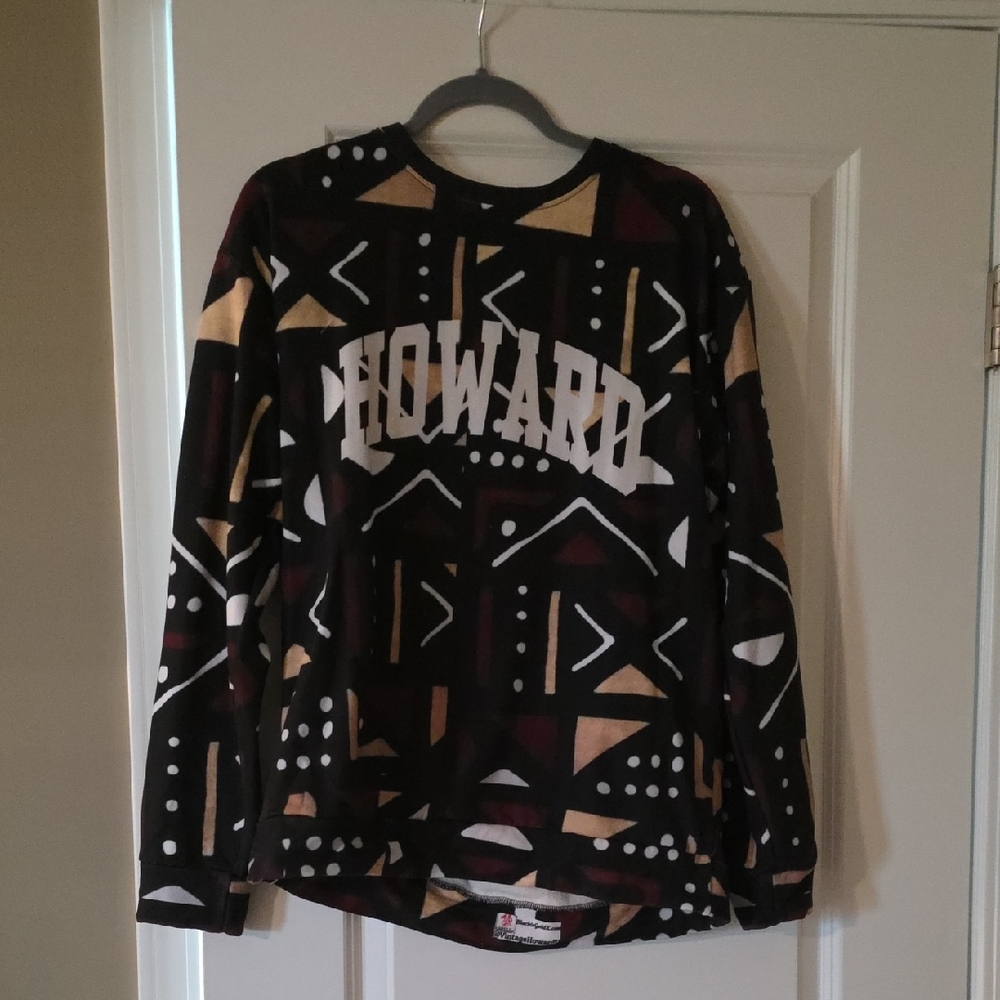 Howard University African Inspired Pattern Long Sleeve Sweatshirt